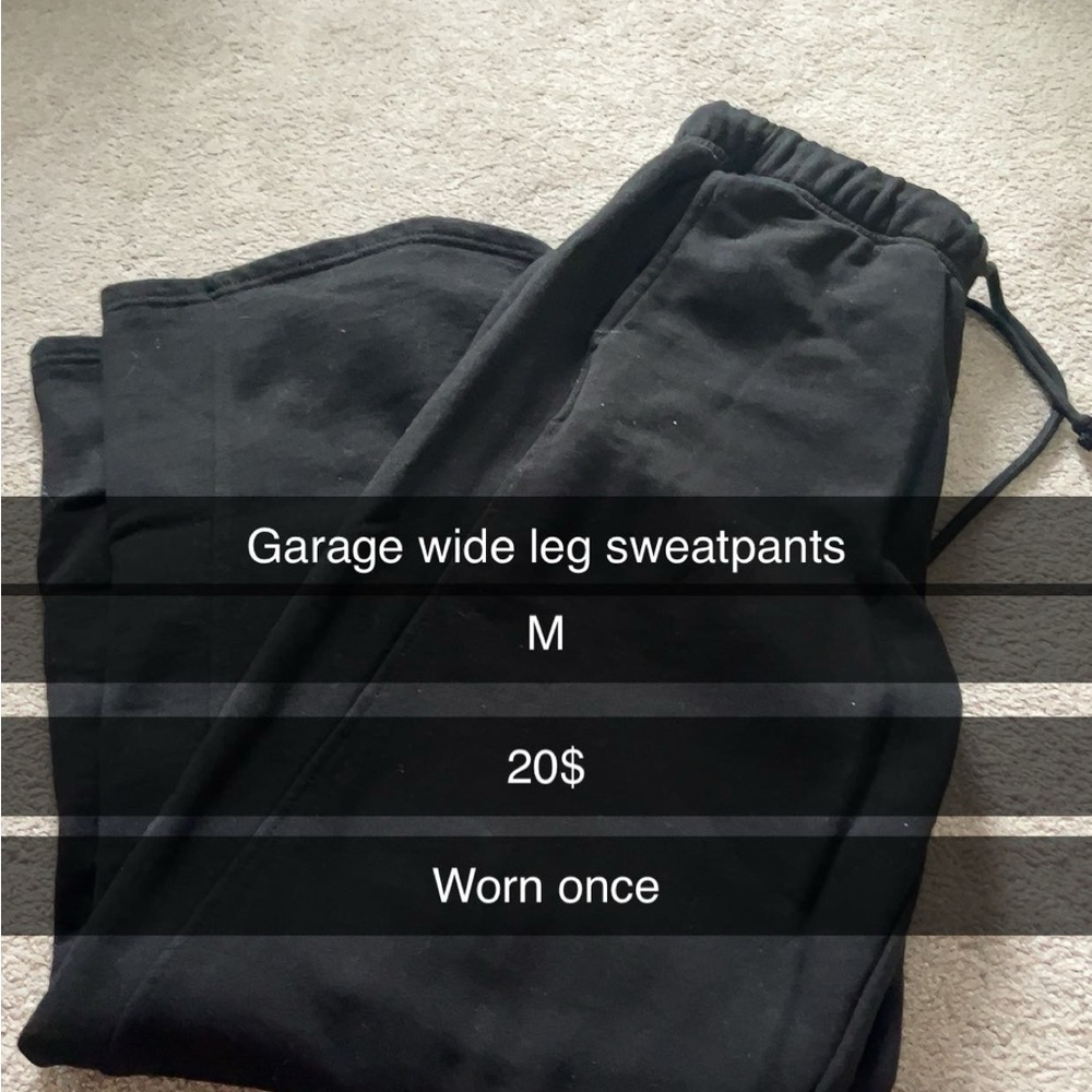 Garage Black Wide Leg Sweatpants